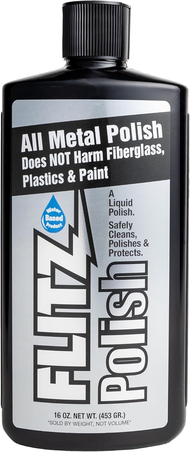 Flitz Multi Purpose Metal Polish Liquid - 16oz Bottle of USA-Made Tarnish Remover - For Aluminum