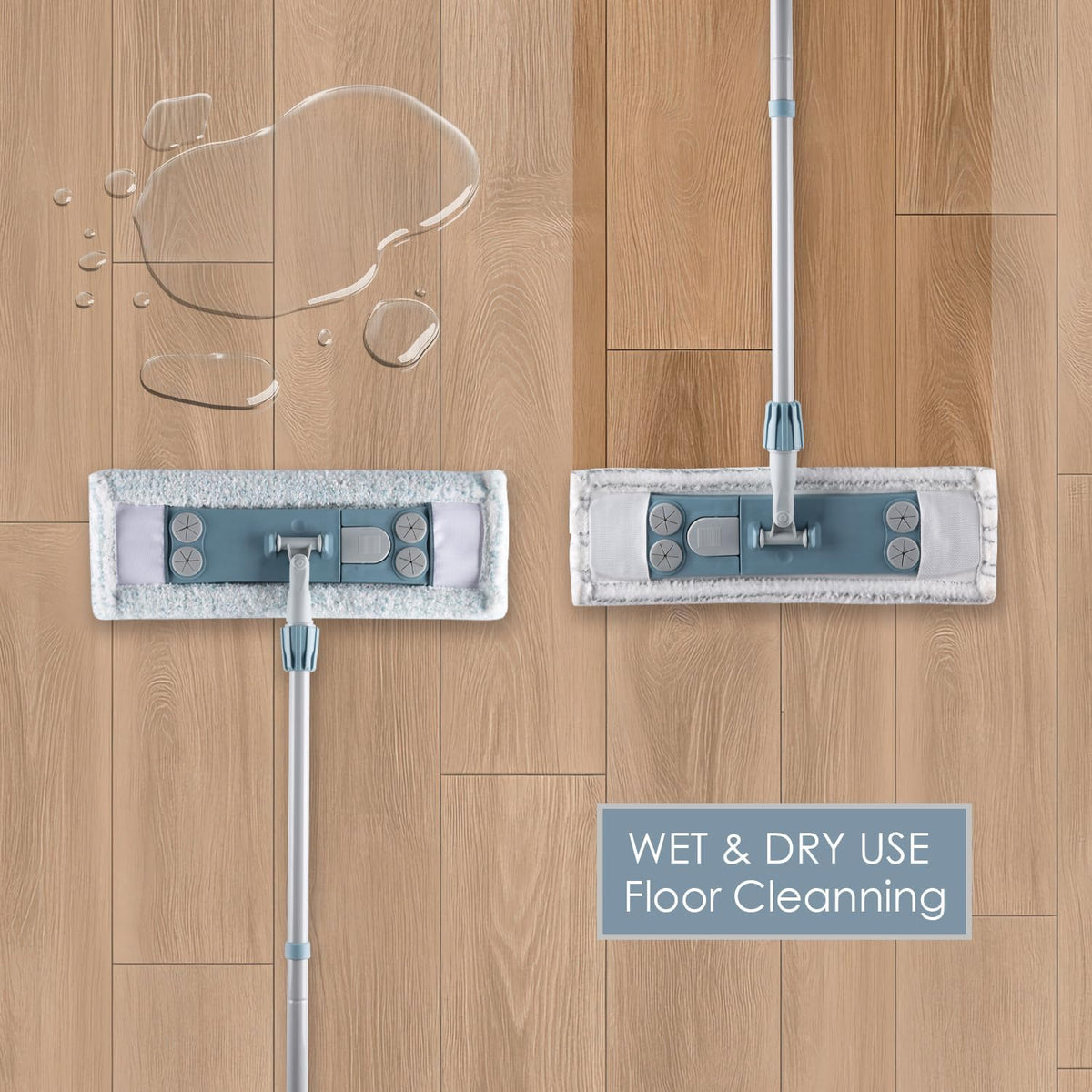 Dust Mop for Floor Cleaning,Magnetic Floor Flat Mop with 2 Washable Pads -Extendable 64‘’ Iron