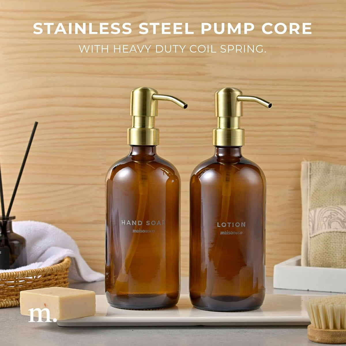 MaisoNovo Soap Pump Replacement - 2X Gold Metal Pumps - Pump Dispenser - Soap Dispenser Pump
