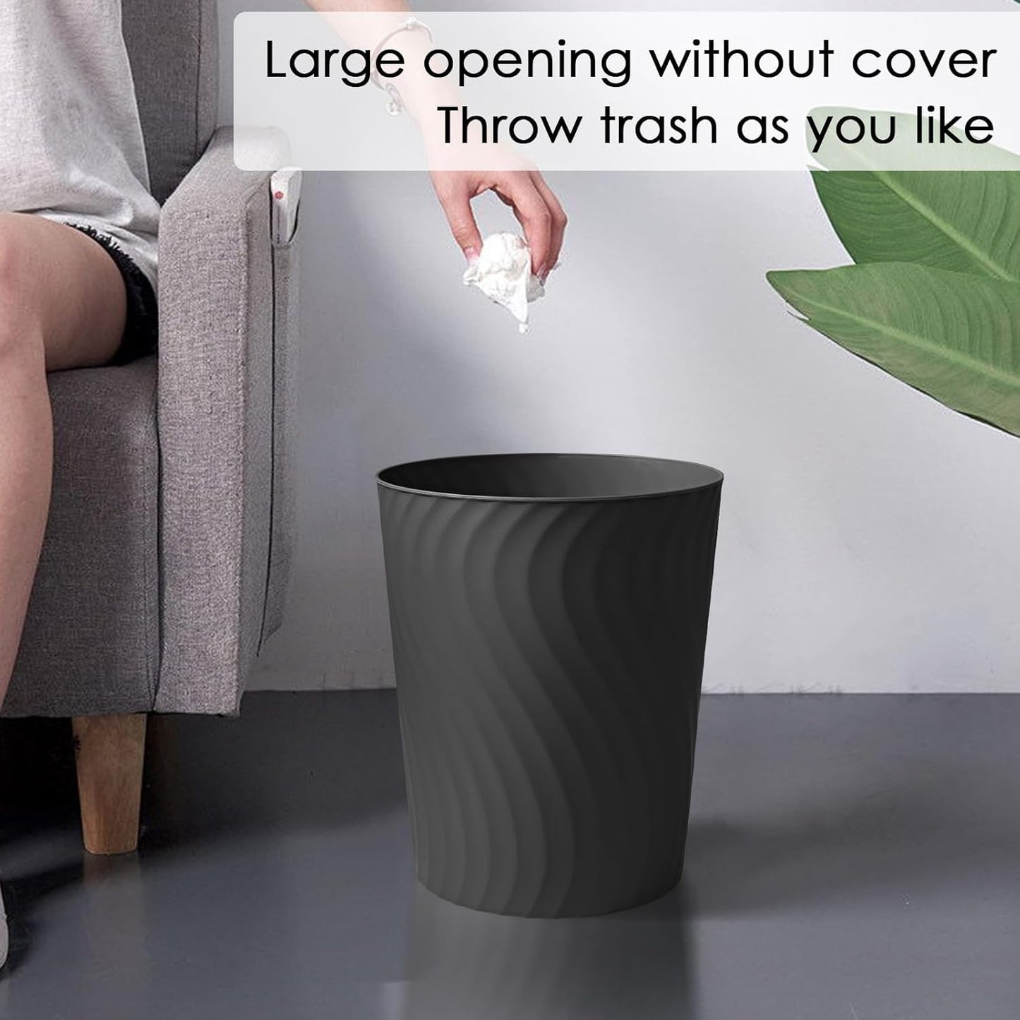 YGJT Small Trash Can, 6 Pack 1.8 Gallons Bathroom Trash Can, Slim Waste Basket, Round Garbage Can