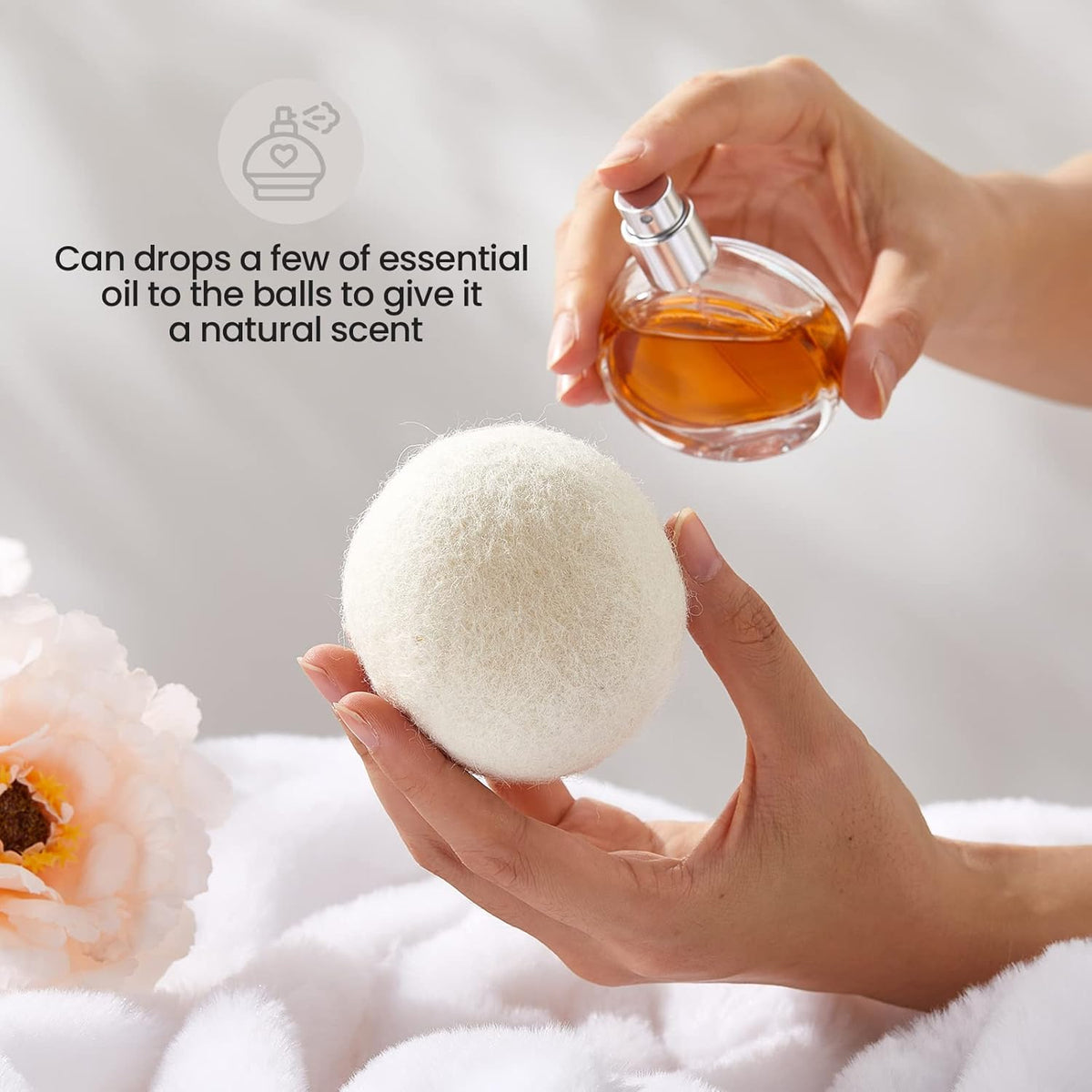 Roowest 24 Pcs Wool Dryer Balls Set Reusable Laundry Wool Balls with Muslin Bags Fabric Softener