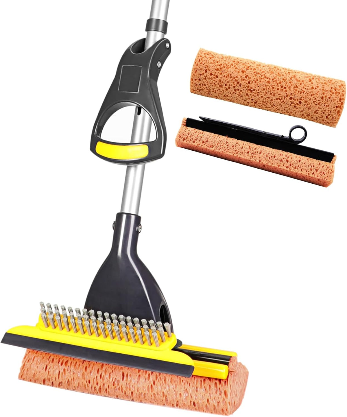 Yocada Sponge Mop Home Commercial Use Tile Floor Bathroom Garage Cleaning Total 2 Sponge Heads NOT