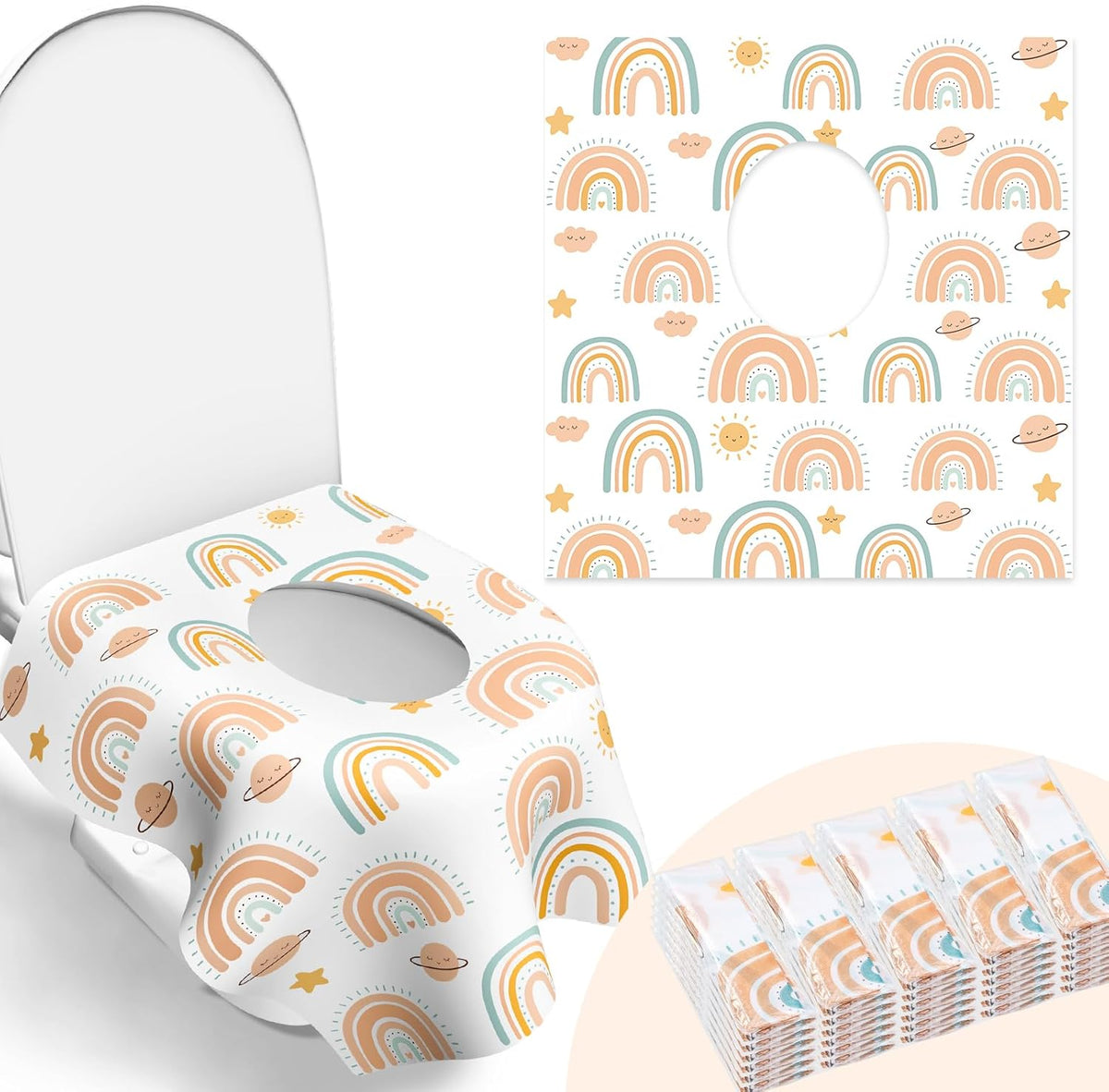 30 Pack Toilet Seat Covers Disposable, Individually Wrapped for Travel, Large Waterproof Potty