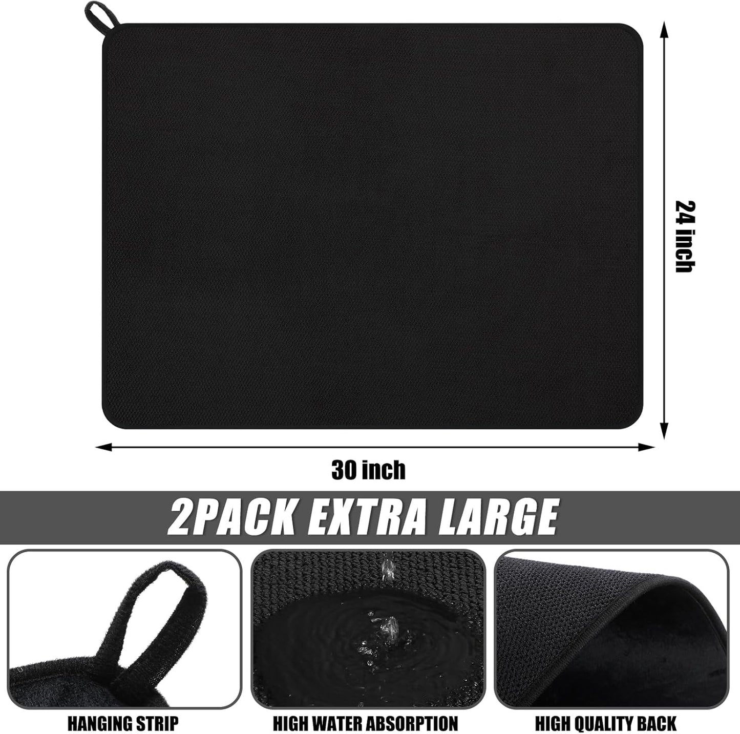 Hushee 2 Pack Extra Large Dish Drying Mat Microfiber Absorbent Dish Drying Pad Large Size Dishes