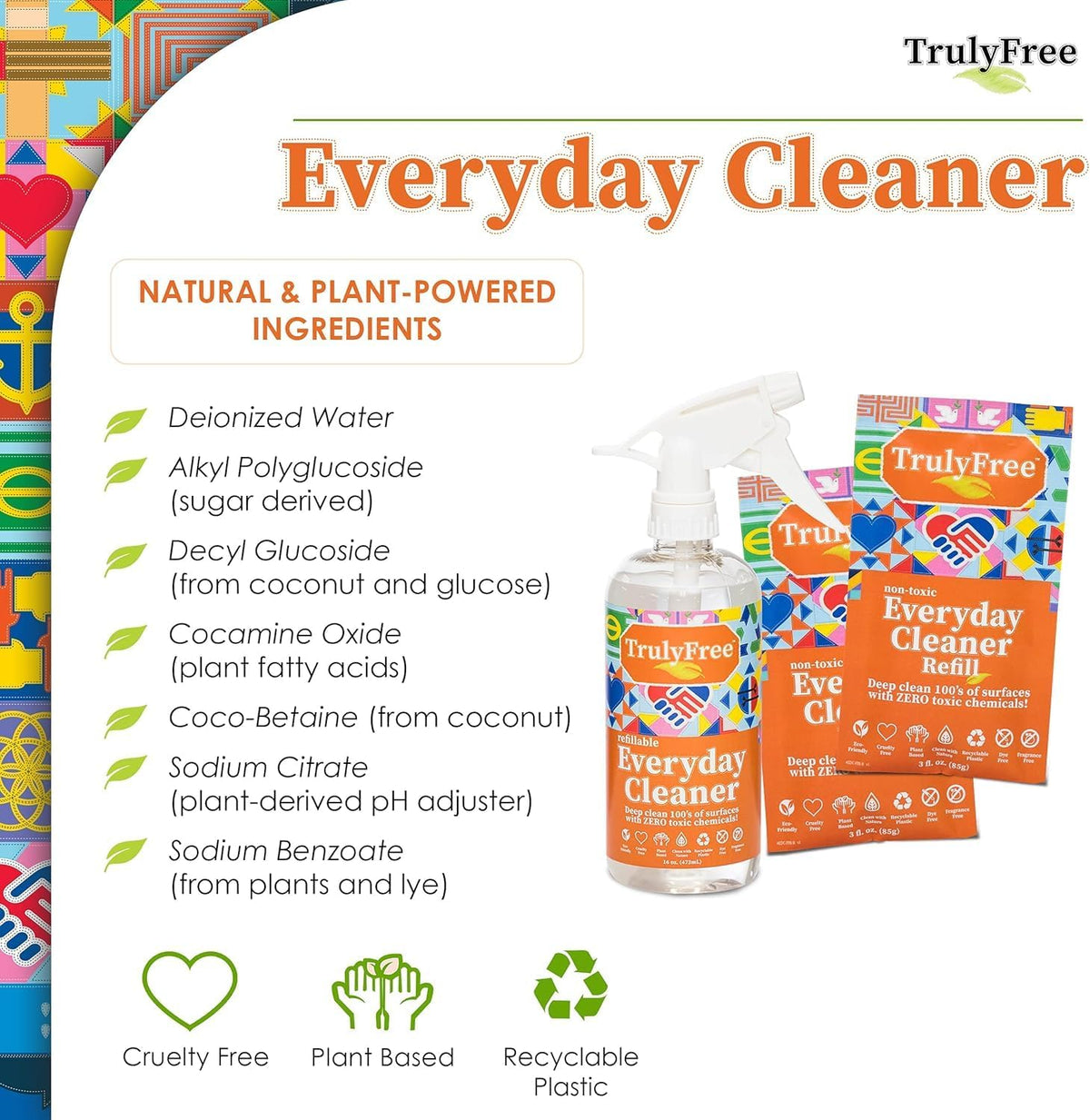 Truly Free Everyday Cleaner - Multipurpose Cleaner Spray, Kitchen Counter Cleaner, Natural Cleaning