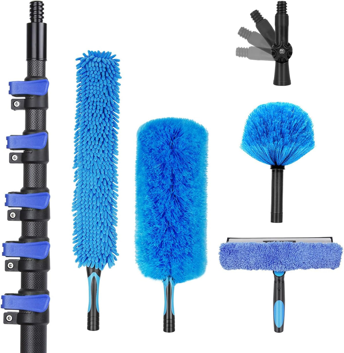 30 Foot High Ceiling Duster Kits with 4.7-24 FT Carbon Fiber Extension Pole, Feather Duster, Cobweb