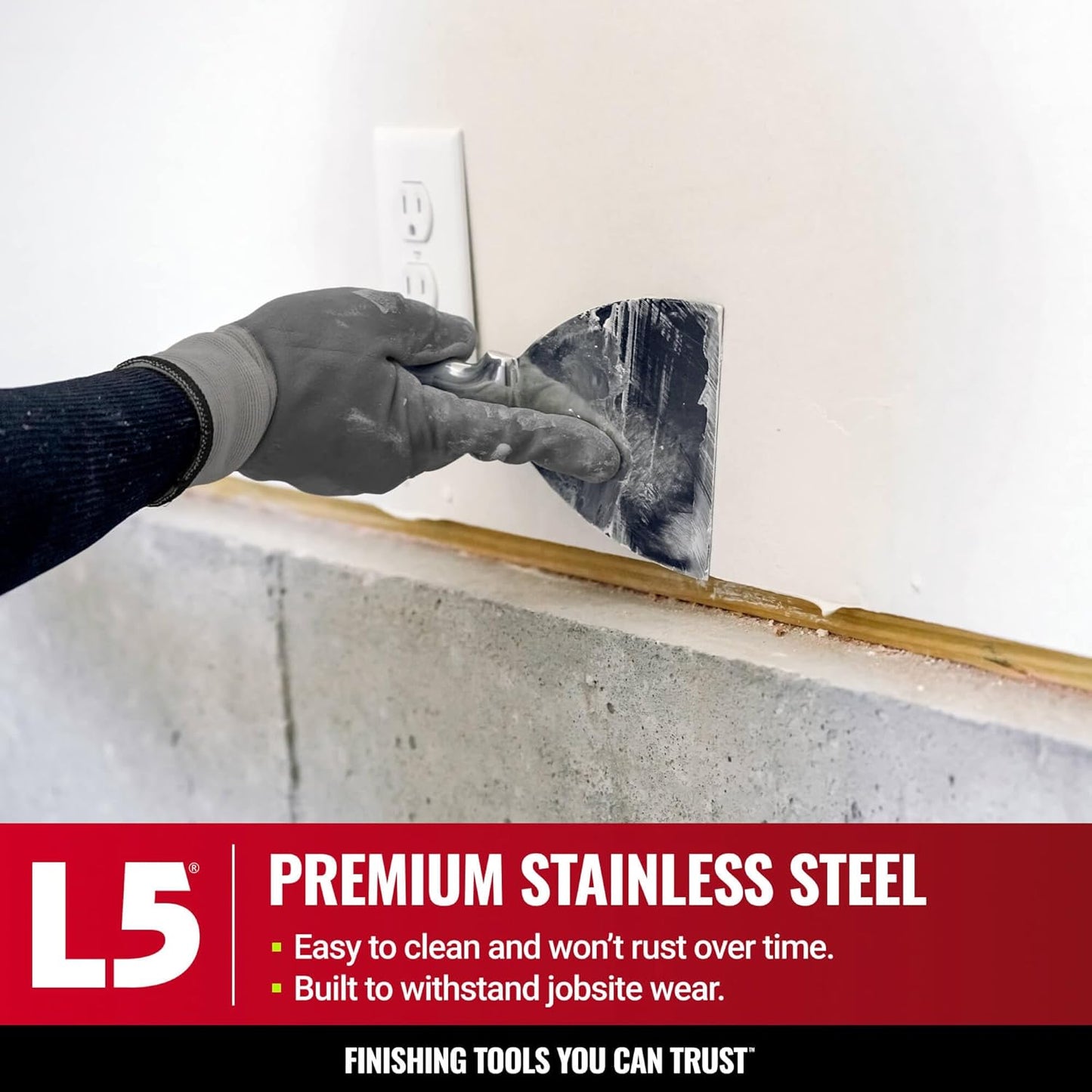 5" All Stainless Steel Joint Knife - LEVEL5 | Professional Grade Putty Blade, Premium Polished