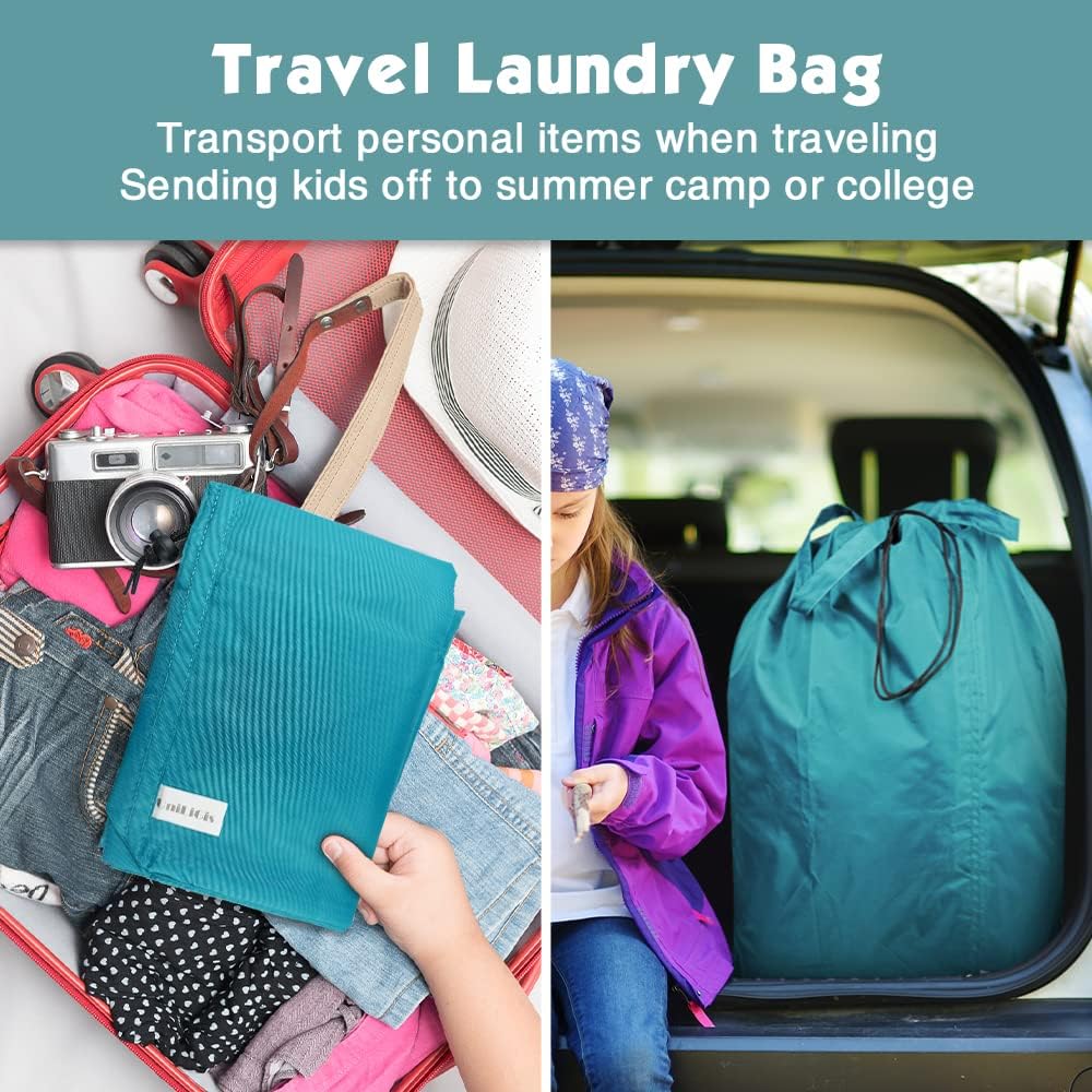 Tear Proof Nylon Laundry Bag with Handles (2 Pack),Travel Laundry Bag with Drawstring Closure,Dirty