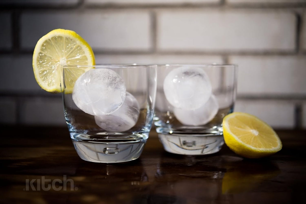 Ice Ball Maker Mold - Flexible Silicone Ice Tray - Molds 4 X 4.5cm Round Ice Ball Spheres - Cobalt