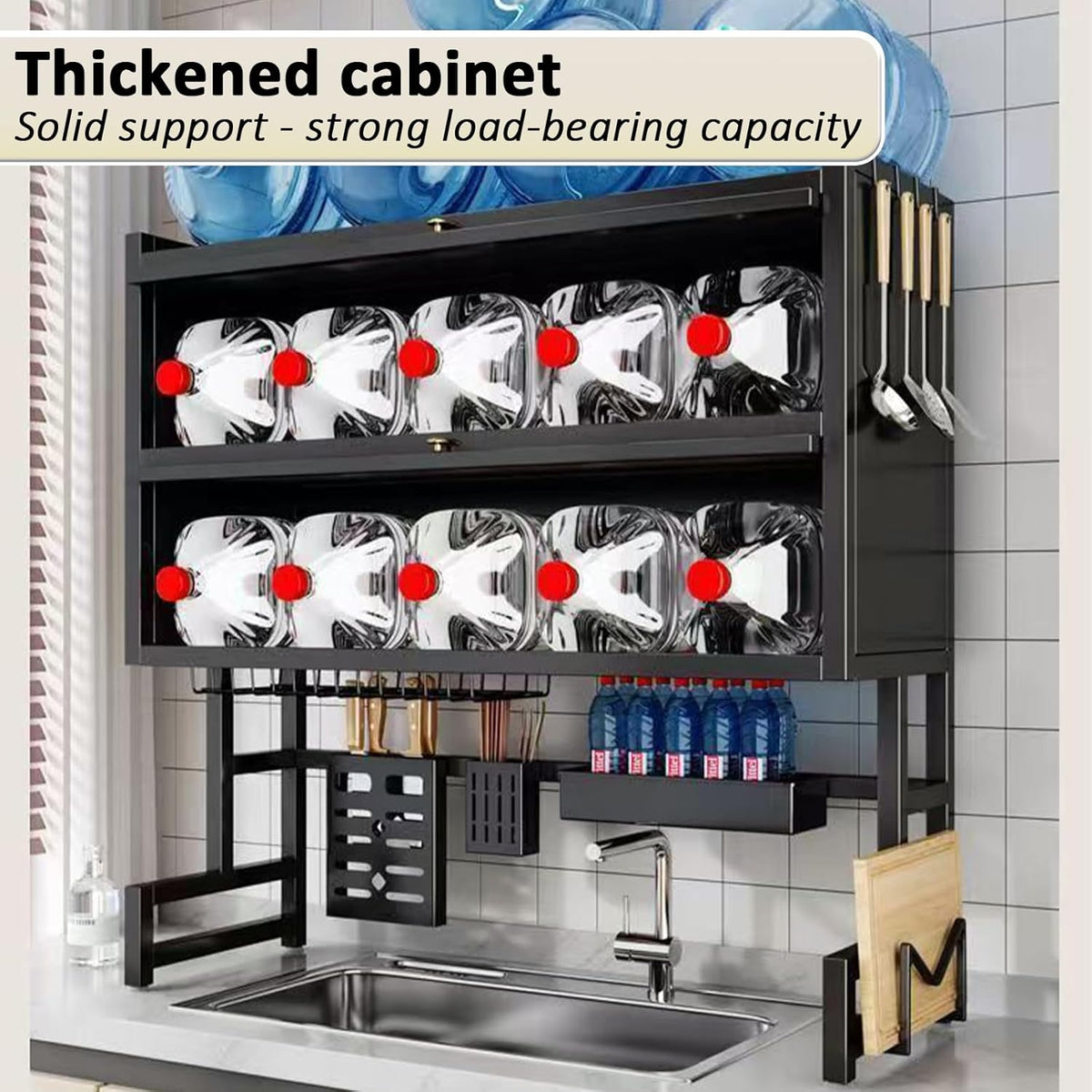 Dish Drying Rack 4 Tiers with Cover, Keep Kitchen Sink Shlef Organized Space-Saving Dish Drying