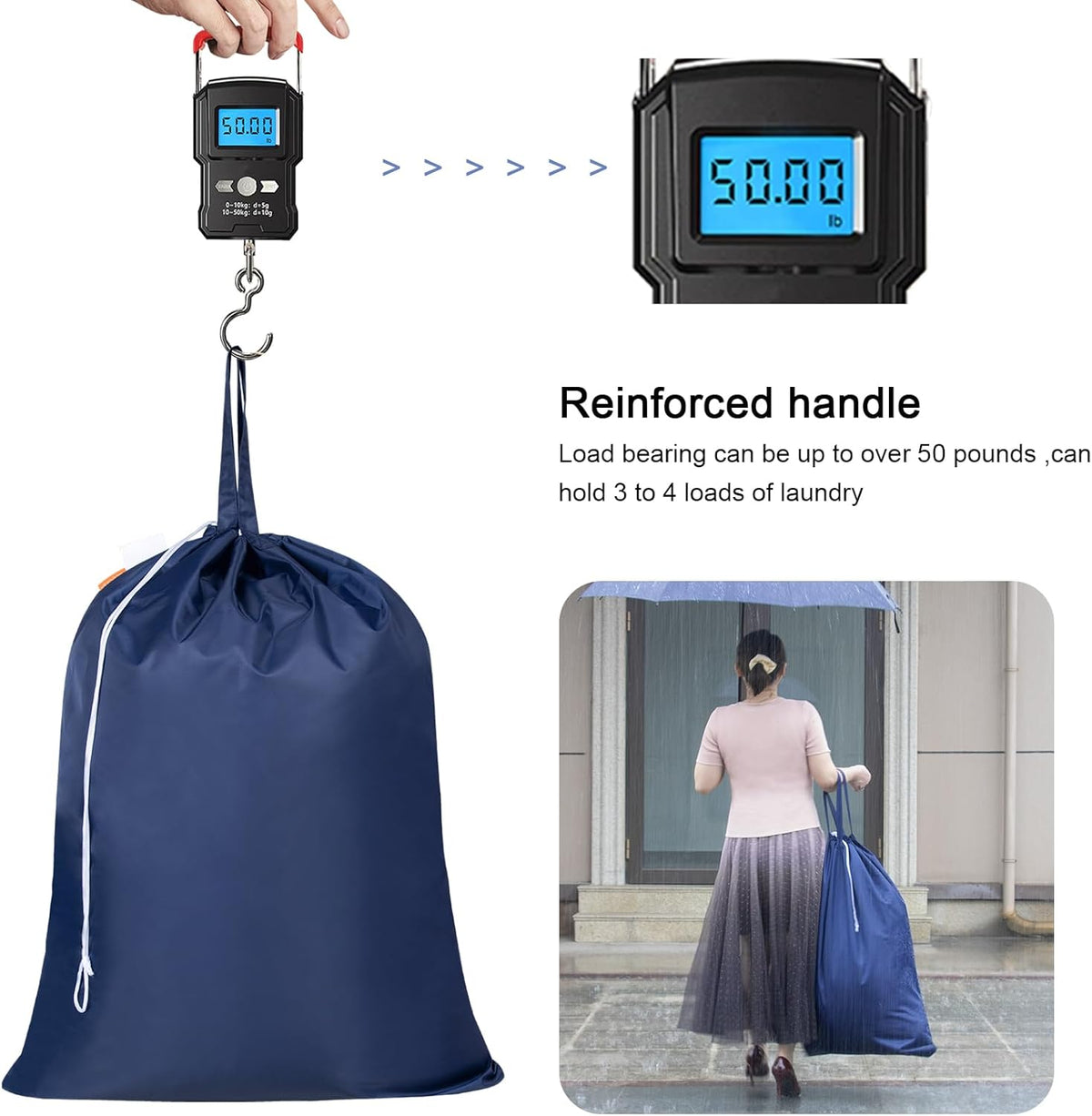 Polecasa Heavy Duty Large Laundry Bag with 130gsm Tear Resistant Fabric and Handles, Easy to Carry