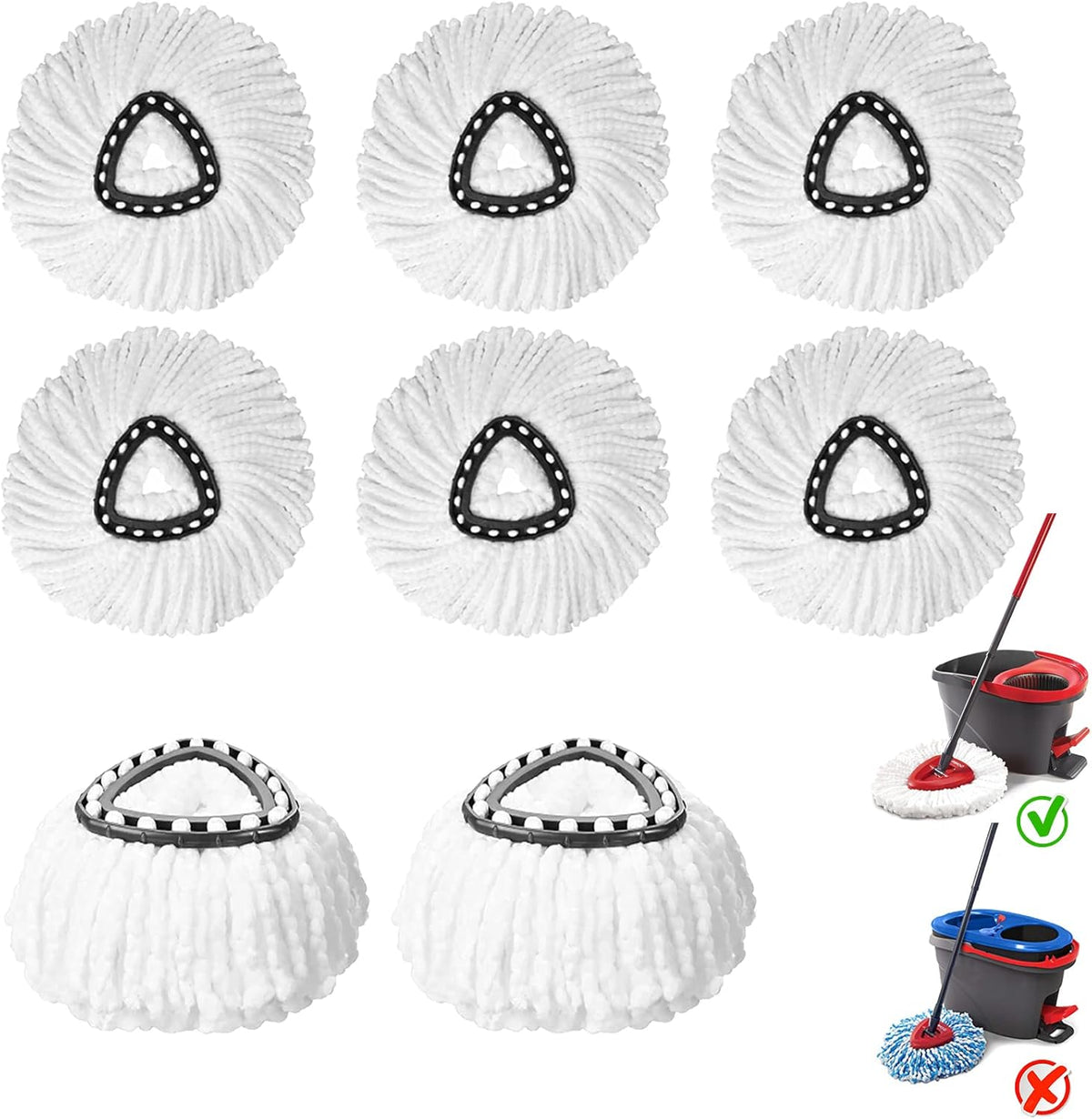8 Pack Spin Mop Replacement Heads, 100% Microfiber Mop Head Replacement Compatible with Triangle