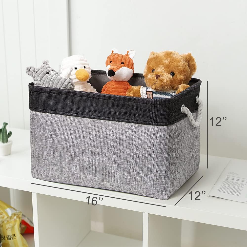 TheWarmHome Storage Basket for Organizing - 16x12x12 inch Cube Storage bin 3 Pack Fabric Storage