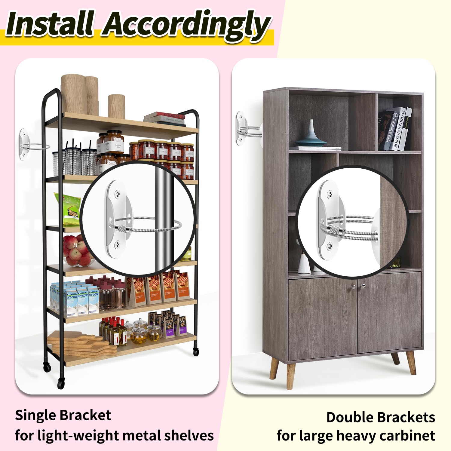 Anti Tip Furniture Anchors (6 Packs) Furniture Anchors for Baby Proofing, Earthquake Straps for