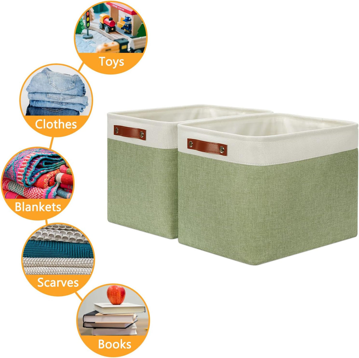 DULLEMELO 2-Pack Large Storage Baskets for Organizing 16"x12"x12" Canvas Fabric Storage Basket Bins