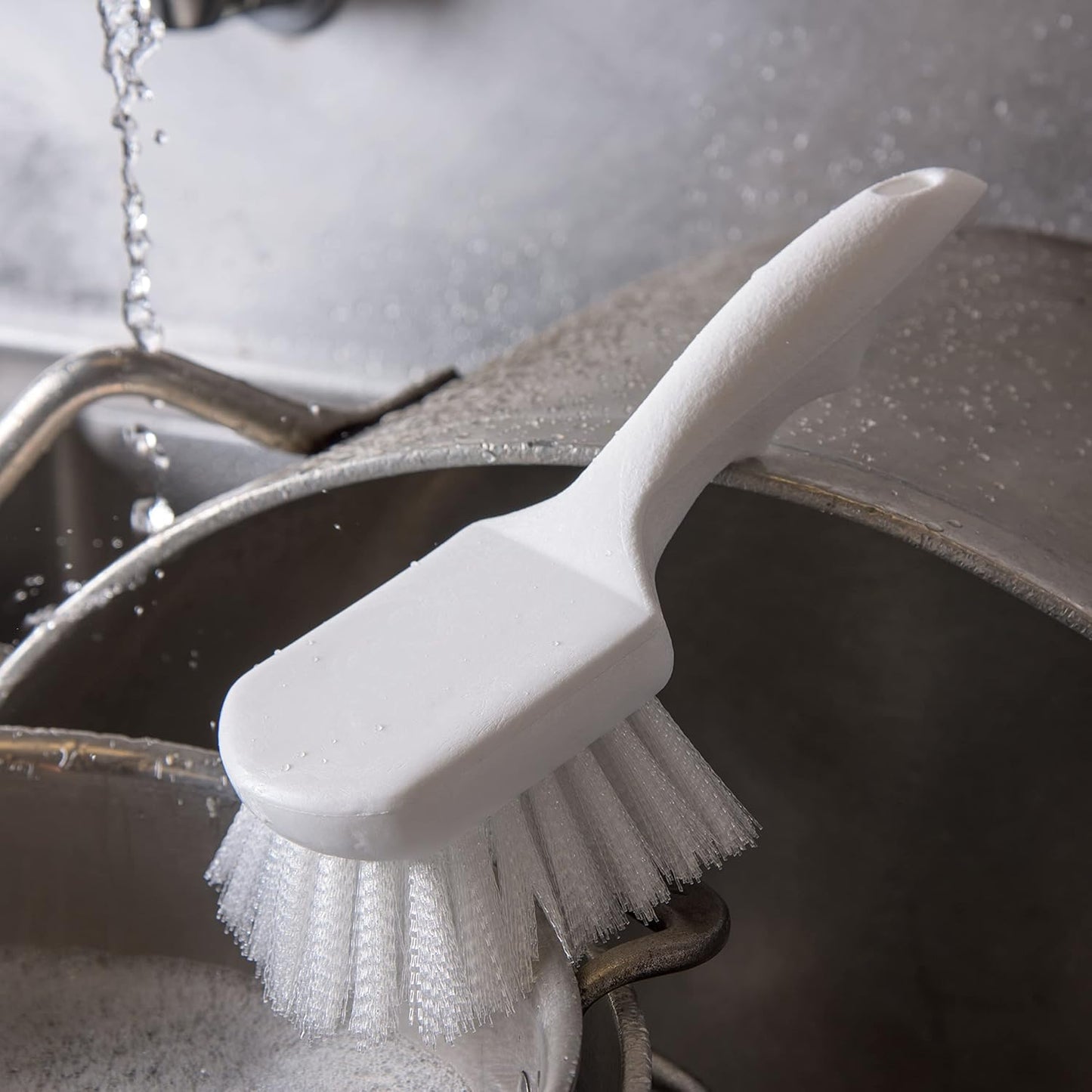 SPARTA 3662000 Flo-Pac Plastic Handle Utility Scrub Brush, Nylon Bristles, 2" Bristle Trim, 8"