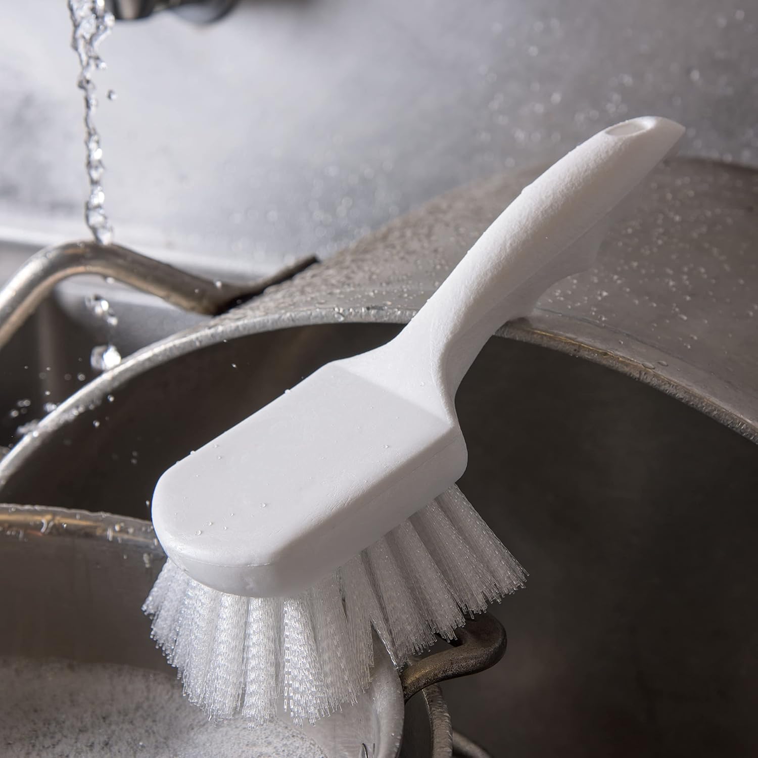 SPARTA 3662000 Flo-Pac Plastic Handle Utility Scrub Brush, Nylon Bristles, 2" Bristle Trim, 8"