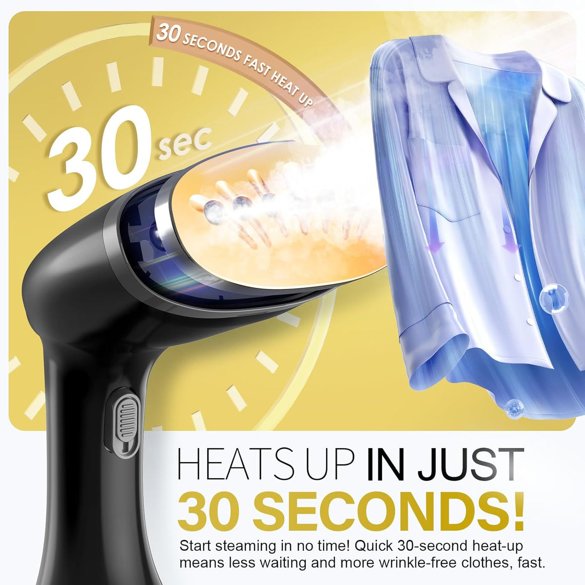 Steamer for Clothes, 1800W Fast Heat-up Clothes Steamer Handheld Garment Steamer with 3 Steam