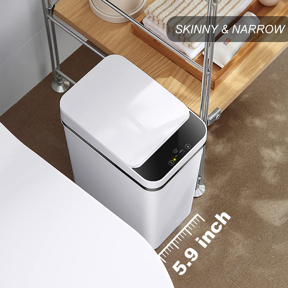 Yatmung 2 Pack - 2.5 Gallon Smart Trash Can Sensor Motion Slim Touchless Bathroom Trash Can