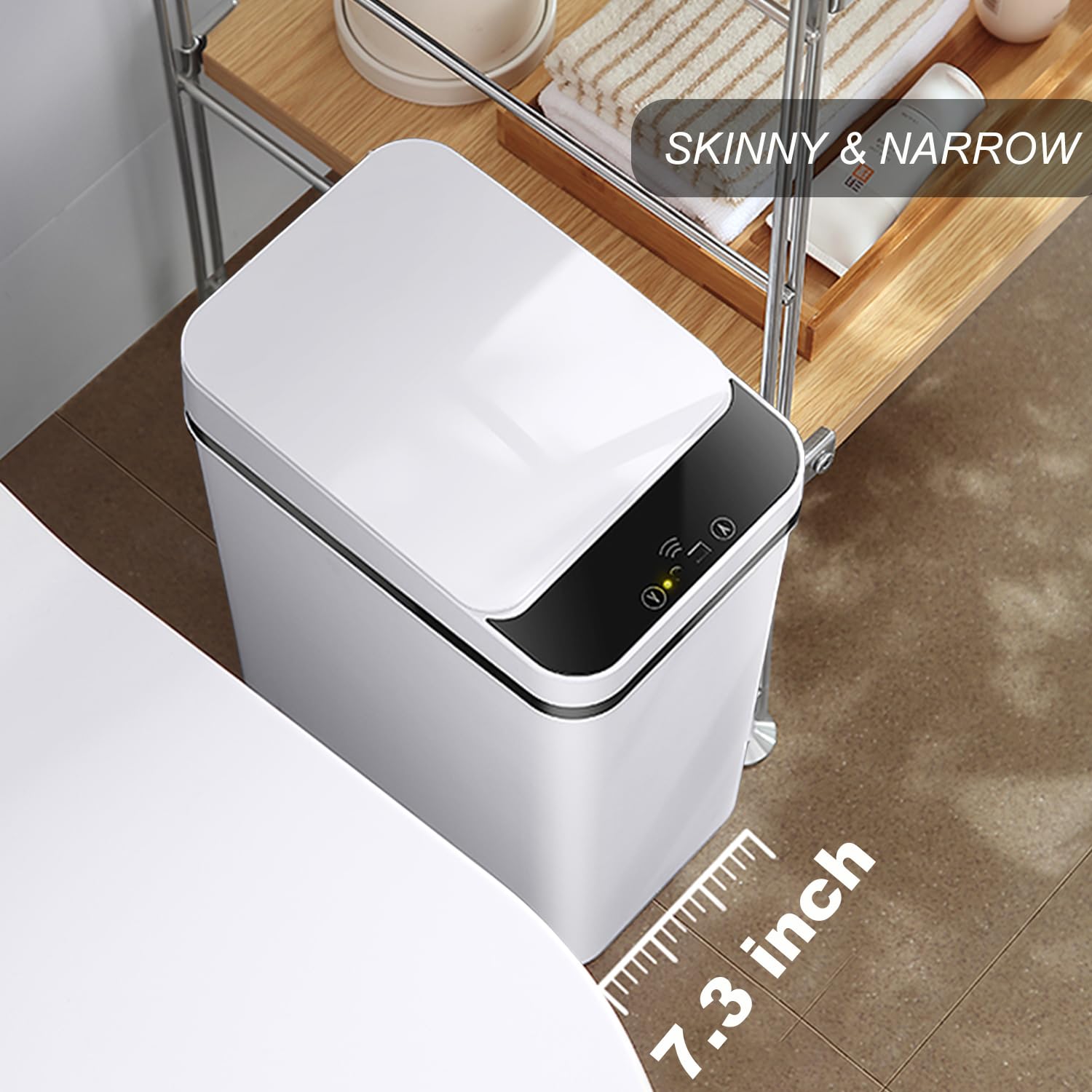 Yatmung Skinny Trash Can Automatic Touchless - 4 Gallons Motion Sensor Bathroom Trash Can