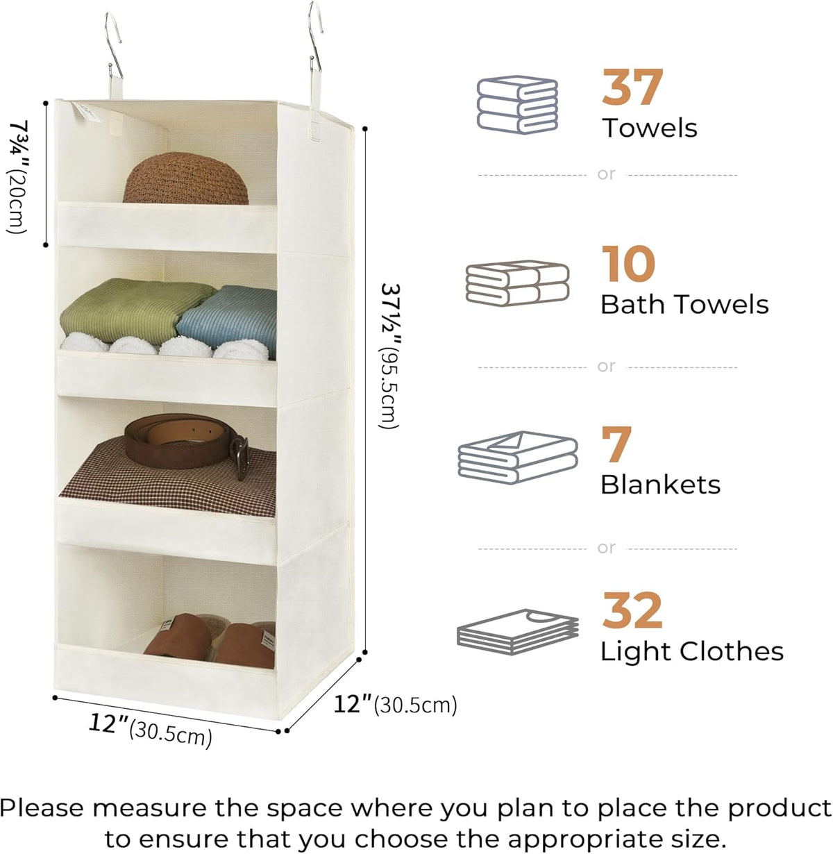 GRANNY SAYS 4-Shelf Hanging Organizer, Closet Hanging Shelves, Space Saver for Bedroom & Living