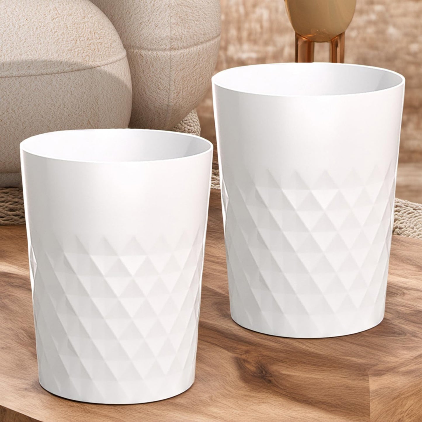 2 Pack Small Trash Can 1.8 Gallon Bathroom Garbage Can Waste Basket Recycling Bin for Dorms