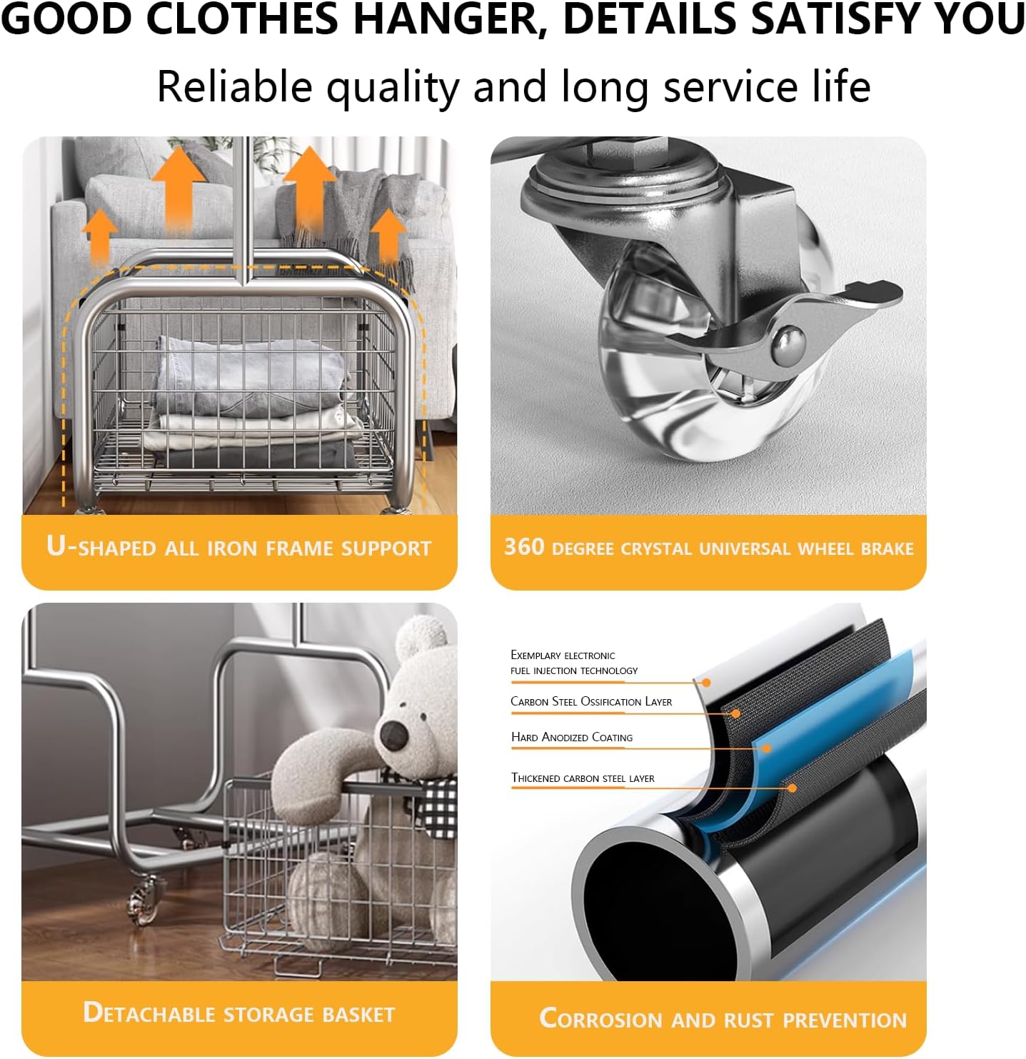 Garment Rack With Storage Baskets,Clothing Rack for Hanging Clothes, Multi-functional Bedroom