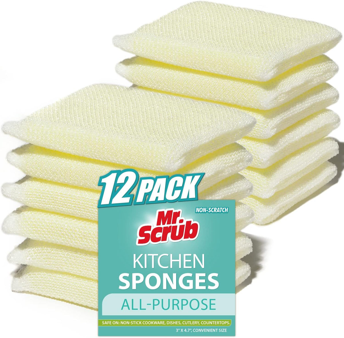 All-Purpose Sponges, Non Scratch, for Washing and Cleaning Dishes, Premium Scrub and Scrubbers, 12