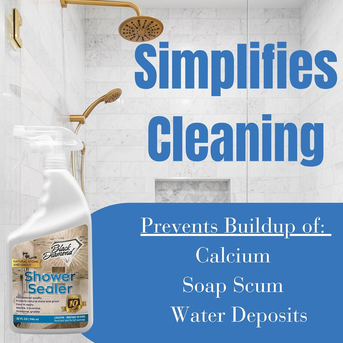 Natural Stone and Grout Penetrating Shower Sealer. Marble, Granite Travertine, Limestone. Protects