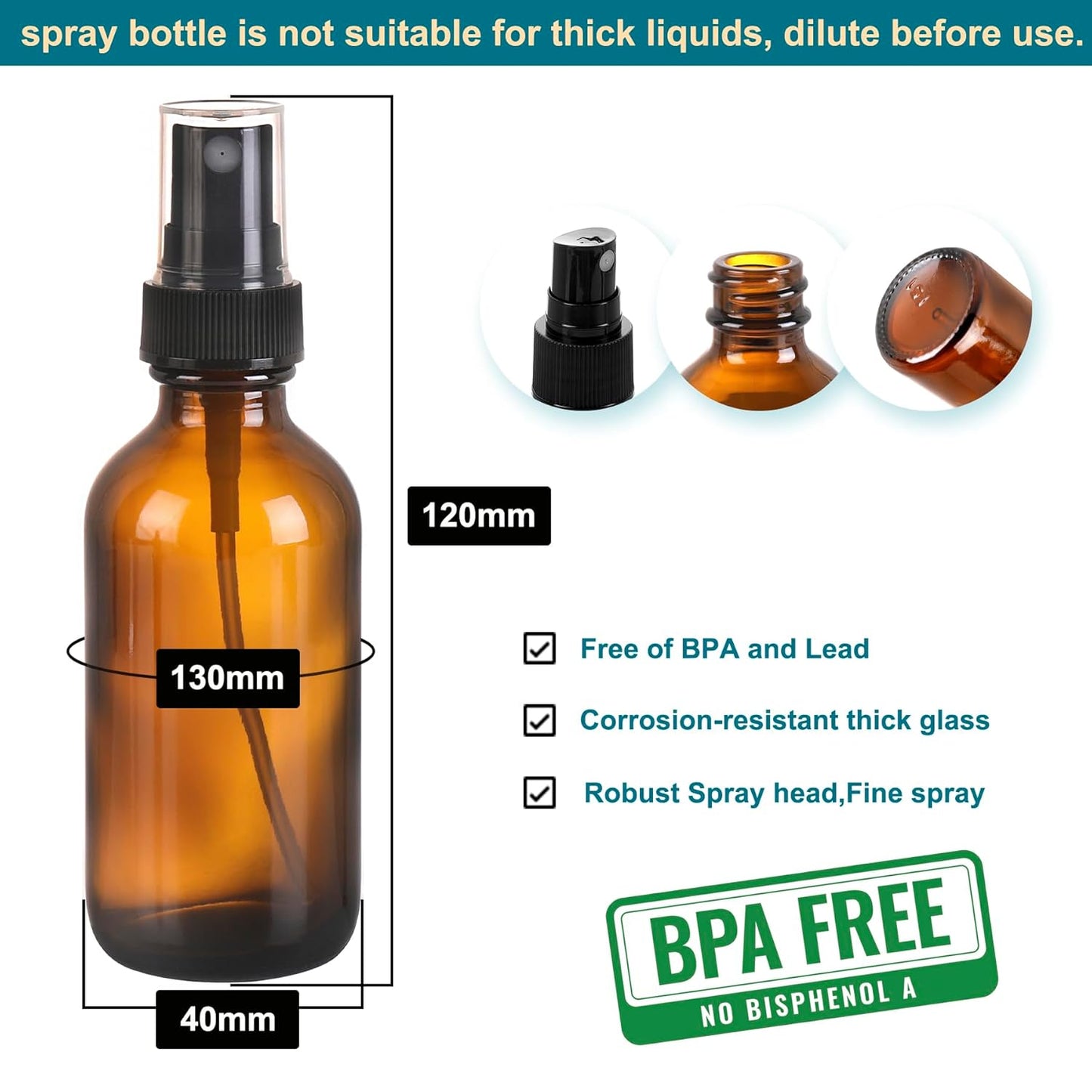 Amber Glass Small Spray Bottle 2 oz 48 Packs,Fine Mist Sprayer Small Clear Bottles,Refillable