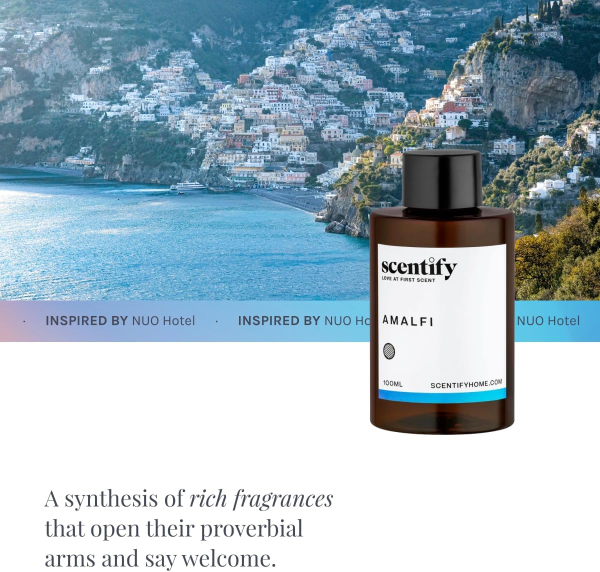 Scentify Amalfi Aroma Oil Refill Scent for Oil Diffusers - Lemon, Jasmine, Orchid, Amber, Musk