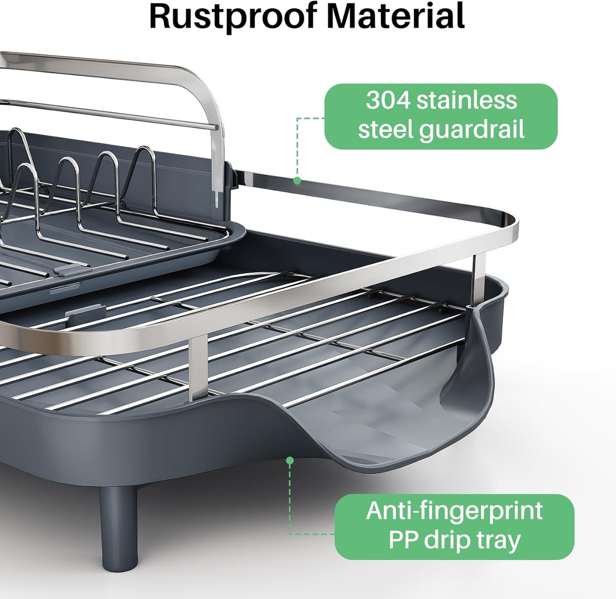 SAYZH Dish Drying Rack - Expandable Dish Rack for Kitchen Counter, Rust-Resistant Dish Drainer with