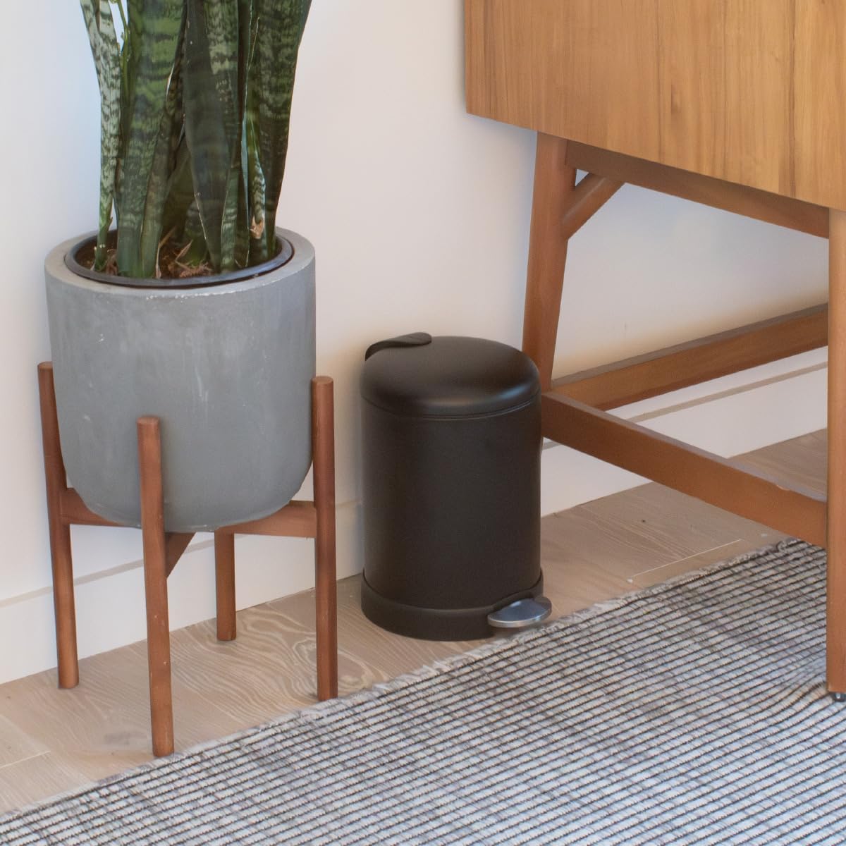 Glad Small Trash Can, 1.2 Gallon | Round Stainless Steel Garbage Bin with Soft Close Lid & Step