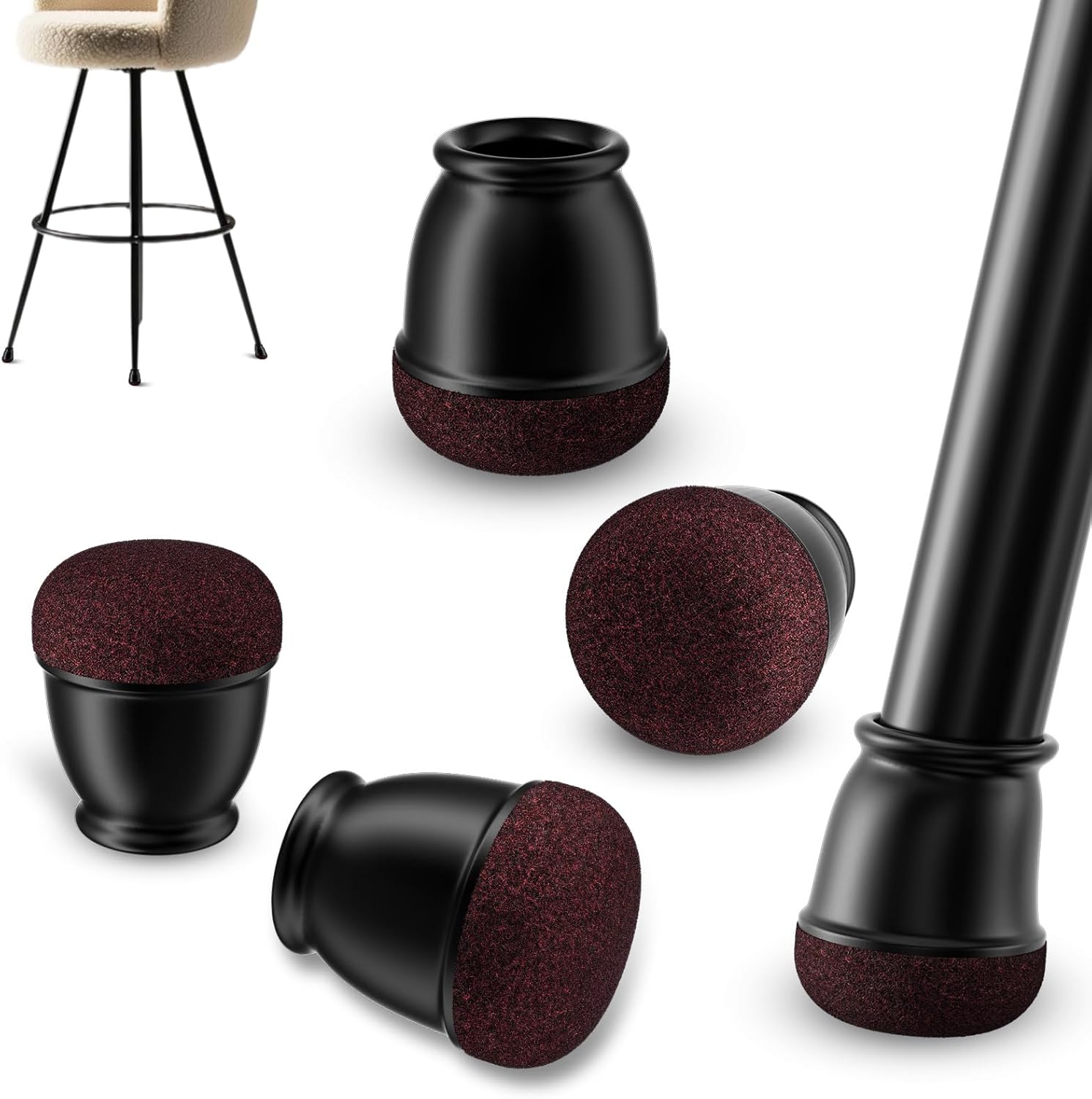 Ezprotekt 24 Pcs Extra Small Round Chair Leg Floor Protectors for Wooden & Ceramic Tiles Floors