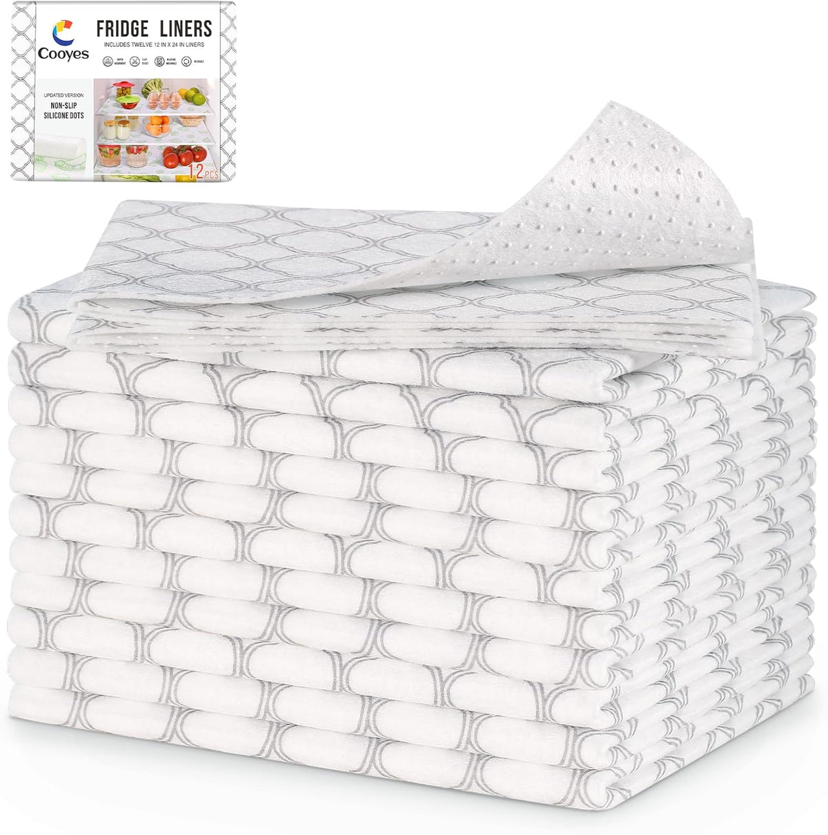 Cooyes Non Slip Refrigerator Liners, 2 in 1 Absorbent Fridge Liners and Fresh Mats Machine