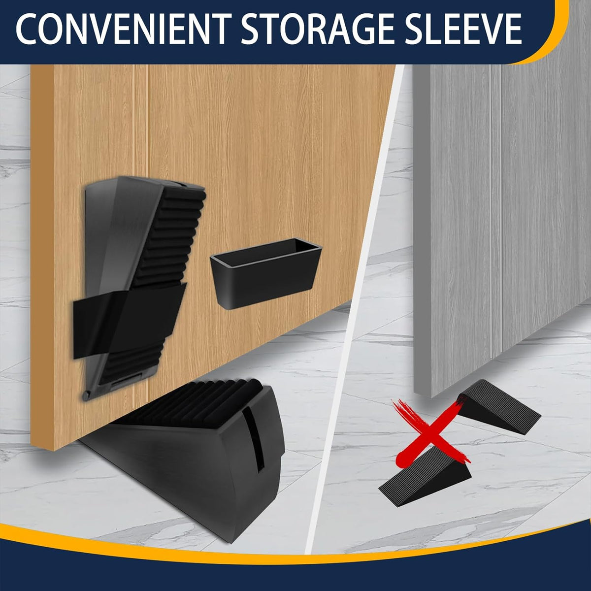 Heavy Duty Door Stopper Adjustable Spring Large Stoppers Wedge, Tall up to 3 Inches Doorstop