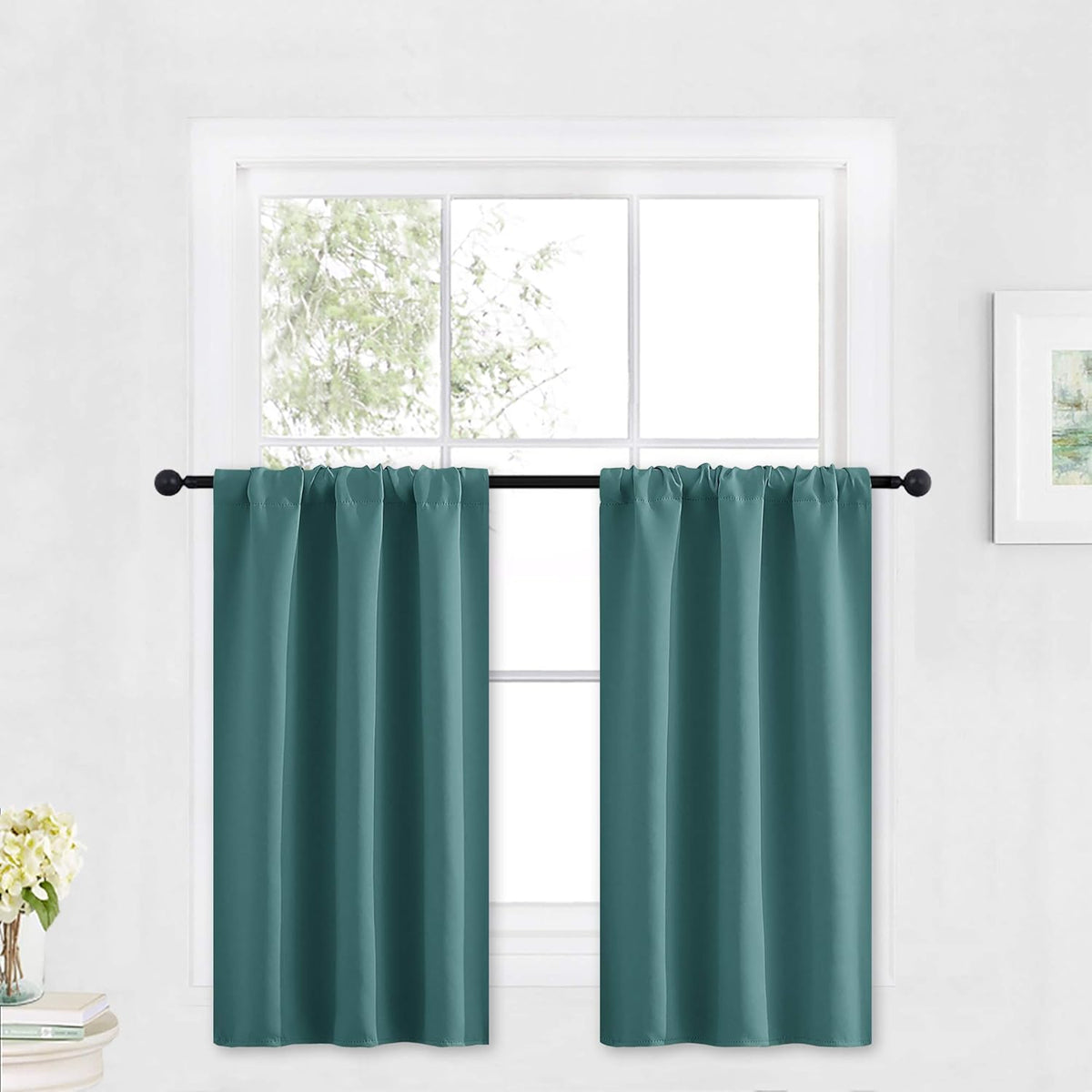 RYB HOME Bathroom Window Curtains - Super Soft Blackout Privacy Curtains for Baby Nursery Bedroom