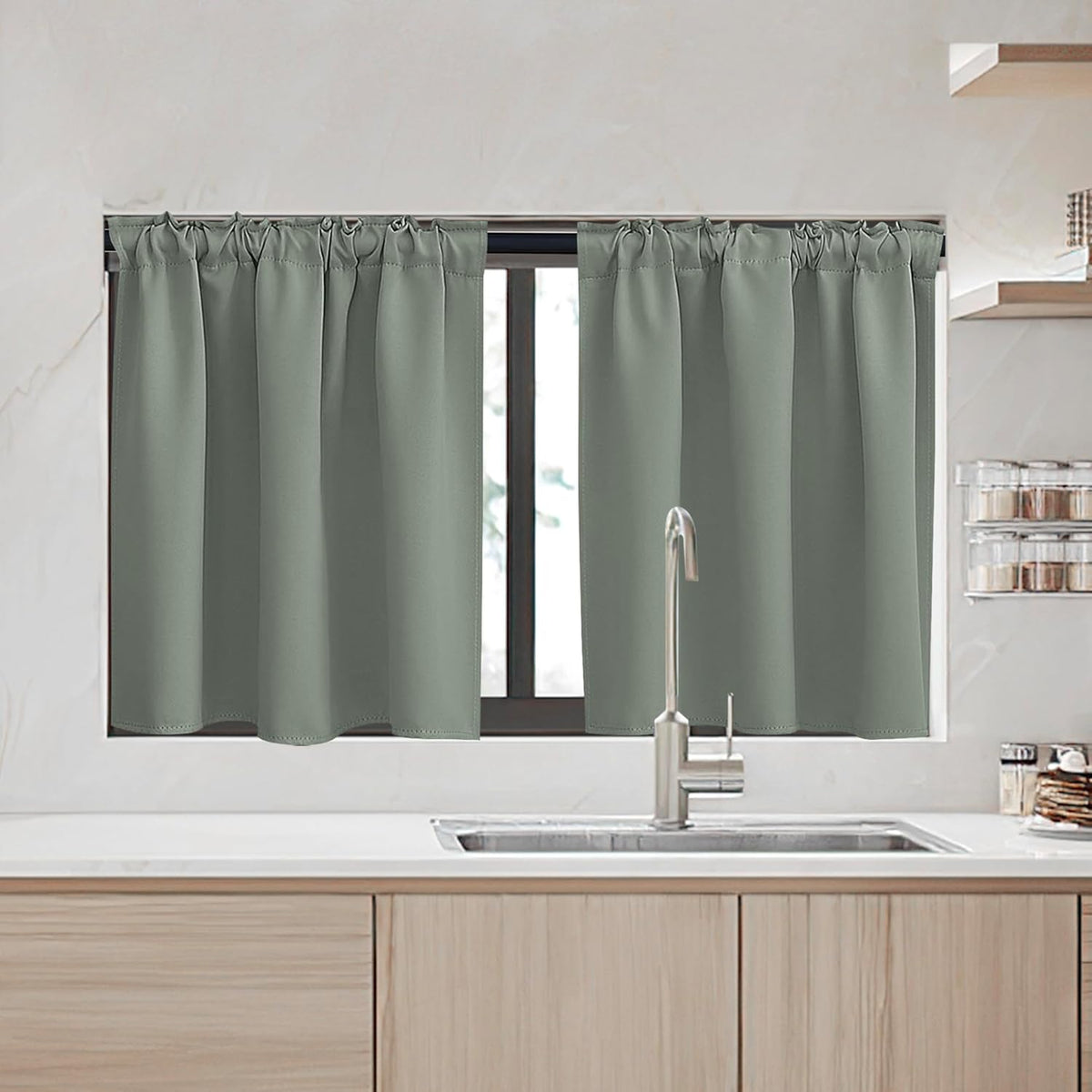 RYB HOME Small Window Curtains, Blackout Privacy Curtains for Kids Bedroom Kitchen Bathroom