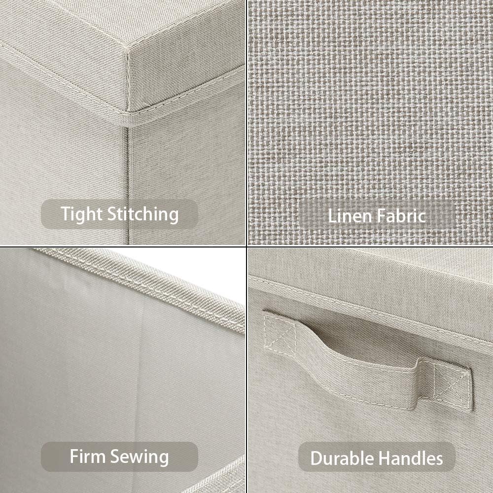 HOONEX Foldable Storage Bins with Lids, 2 Pack, Storage Boxes with Carrying Handles and Sturdy