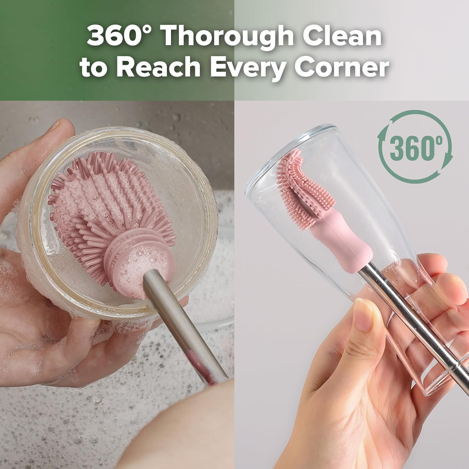 Haakaa Silicone Cleaning Brush Kit - Baby Bottle Brush Cleaner for Breast Pump,Nipple,Breast Milk