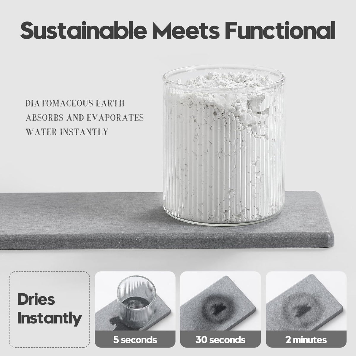 3PCS Bathroom Sink Vanity Trays, Quick Stone Drying Mat Dish Soap Dispenser Sponge Holder for