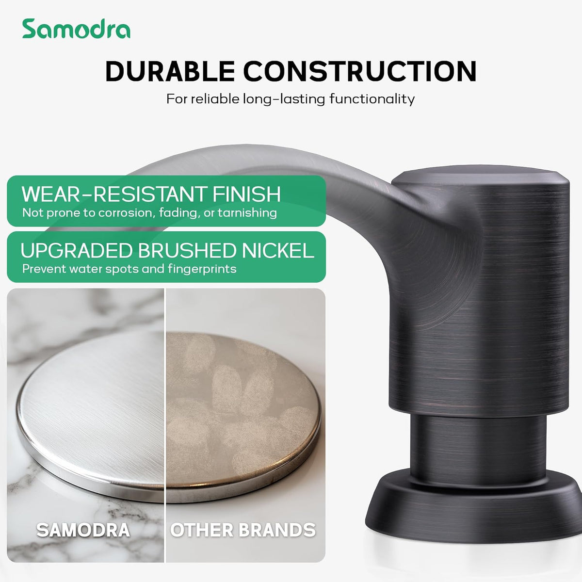 SAMODRA Built in Kitchen Sink Soap Dispenser (Oil Rubbed Bronze) with 12 oz Large PET Lotion