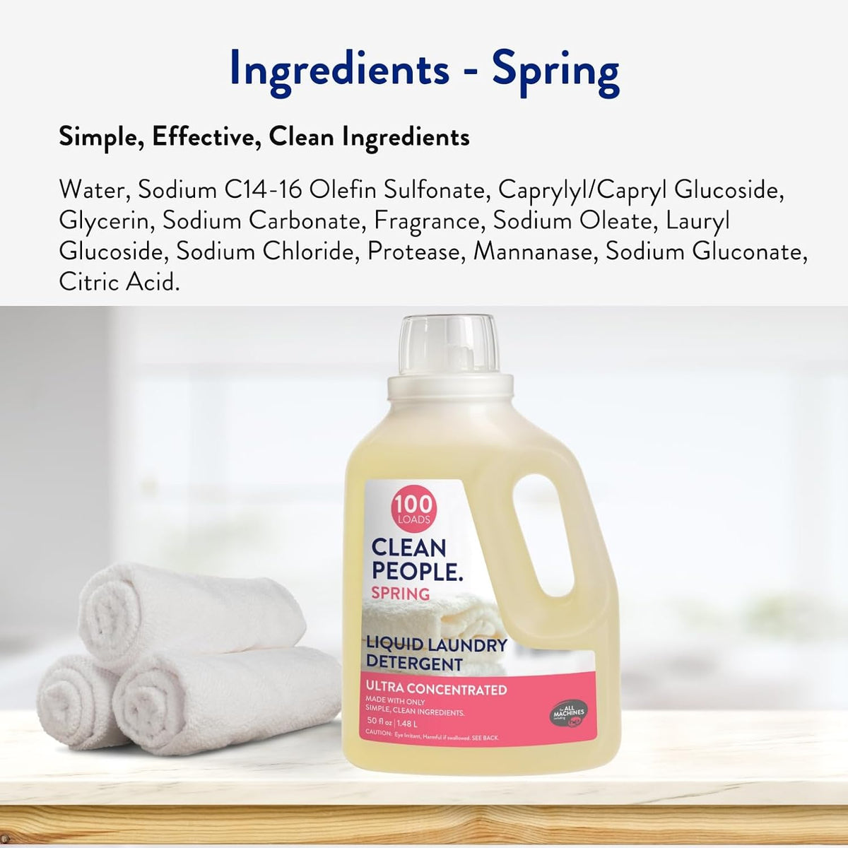 The Clean People Liquid Laundry Detergent - Recyclable Packaging, Stain Fighting - Ultra
