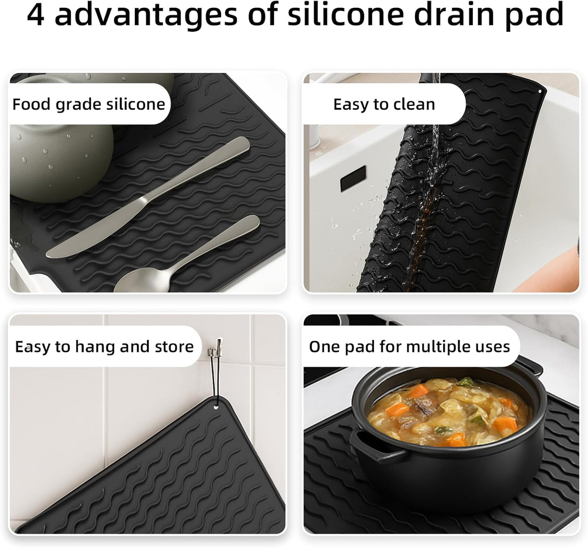 Dish drying mats for kitchen counter, Silicone dish drying mat ,Heat resistant mats for