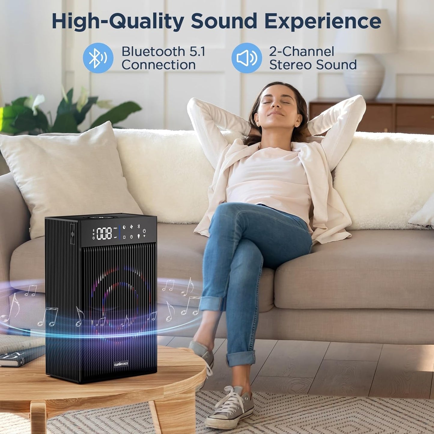CleanForce Cube | 4-in-1 Desk Organizer with Air Purifier, Wireless Charger, Bluetooth Speaker &