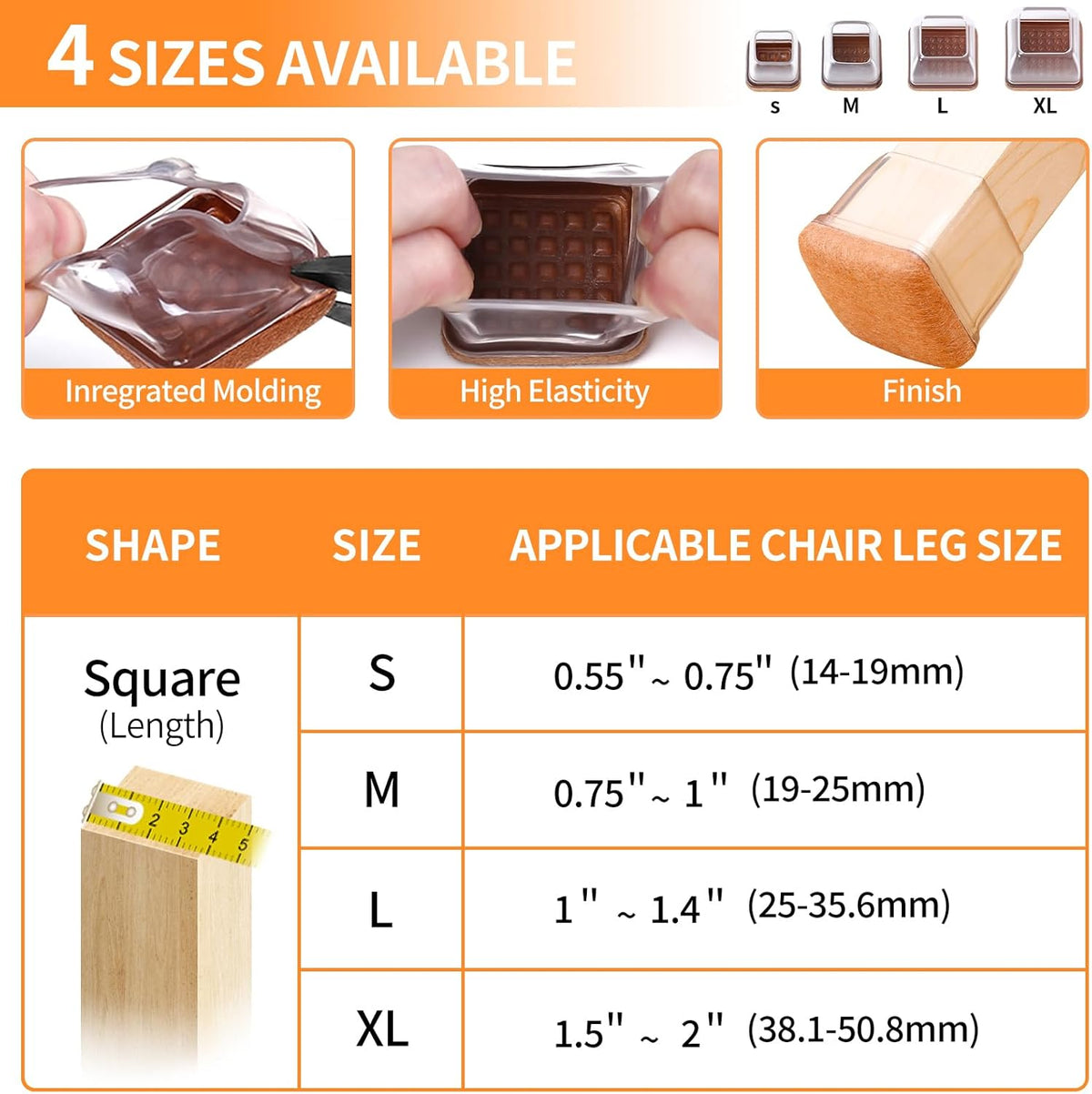 Ezprotekt Chair Leg Floor Protectors for Hardwood Floors, Felt Furniture Pads, Silicone Felt