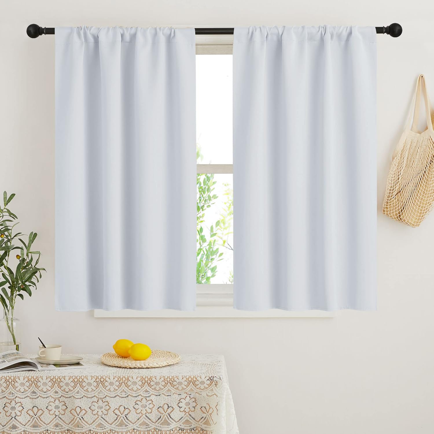 RYB HOME 45 inch Curtains for Kitchen Room Darkening Privacy Mini Curtain for RV Camper Bathroom