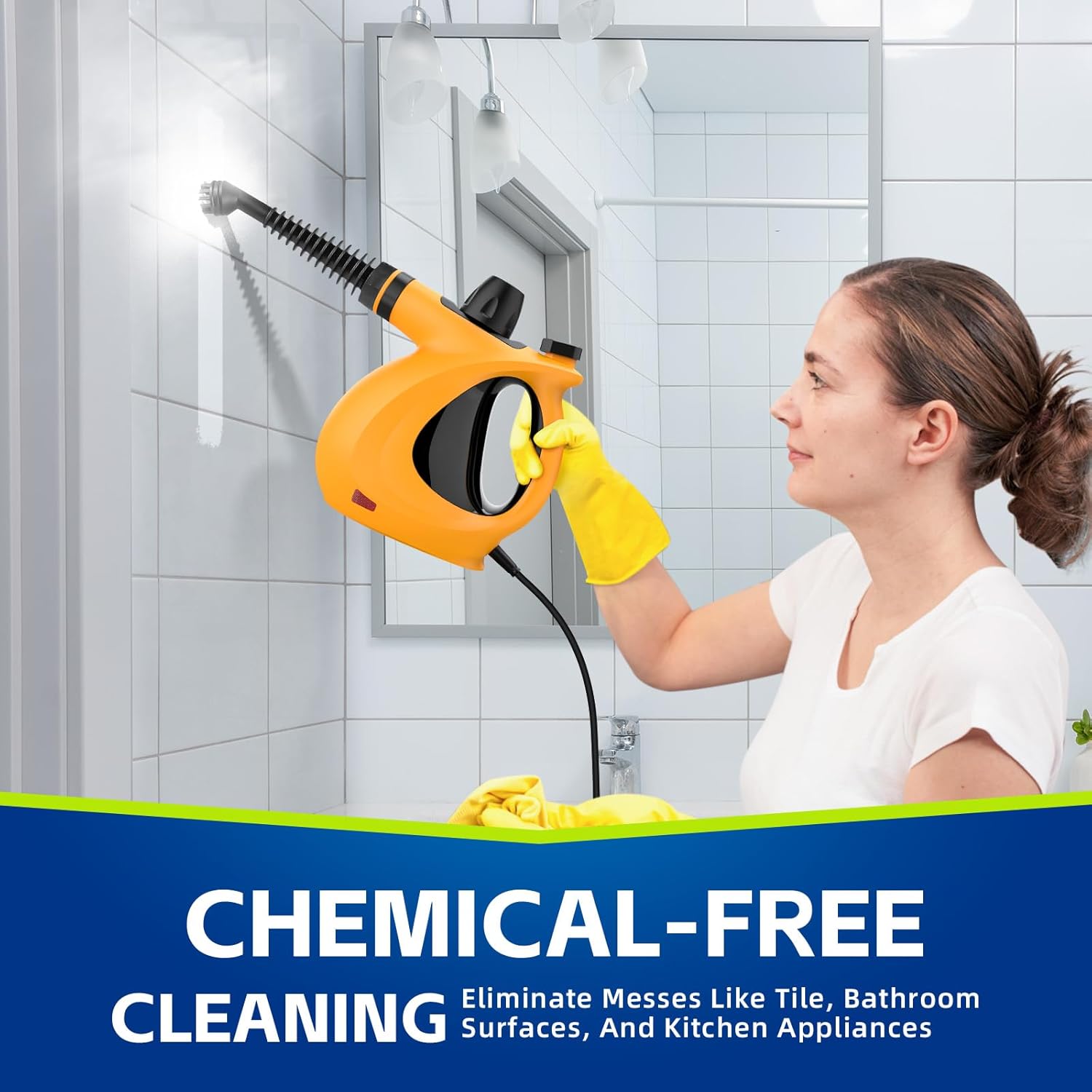 Handheld Steam Cleaner, Pressurized Multi-Surface Steam Cleaner with 11pcs Accessories, Chemical