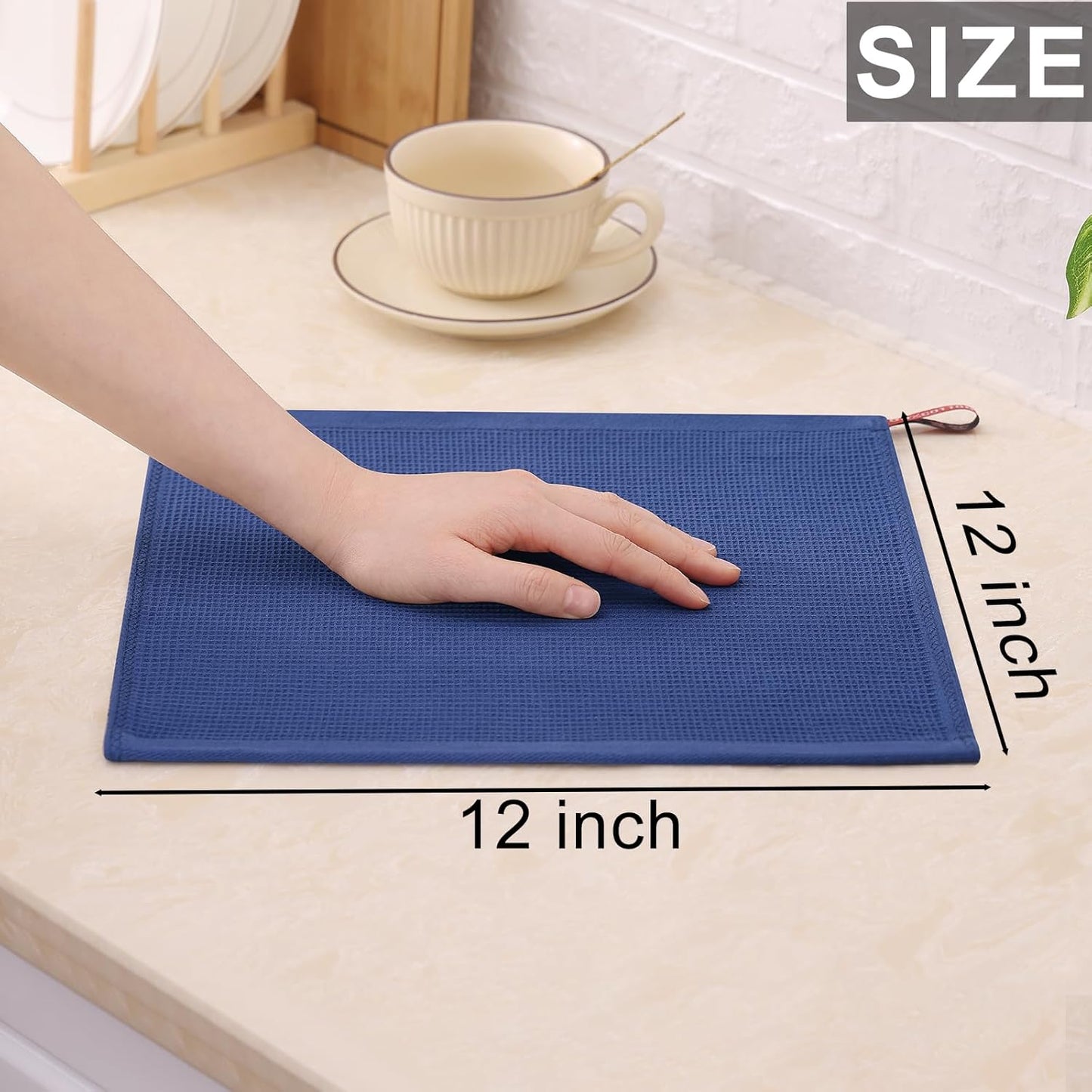 Homaxy 100% Cotton Waffle Weave Dish Cloths - 6 Pack Soft and Absorbent Dish Towels - 12 x 12
