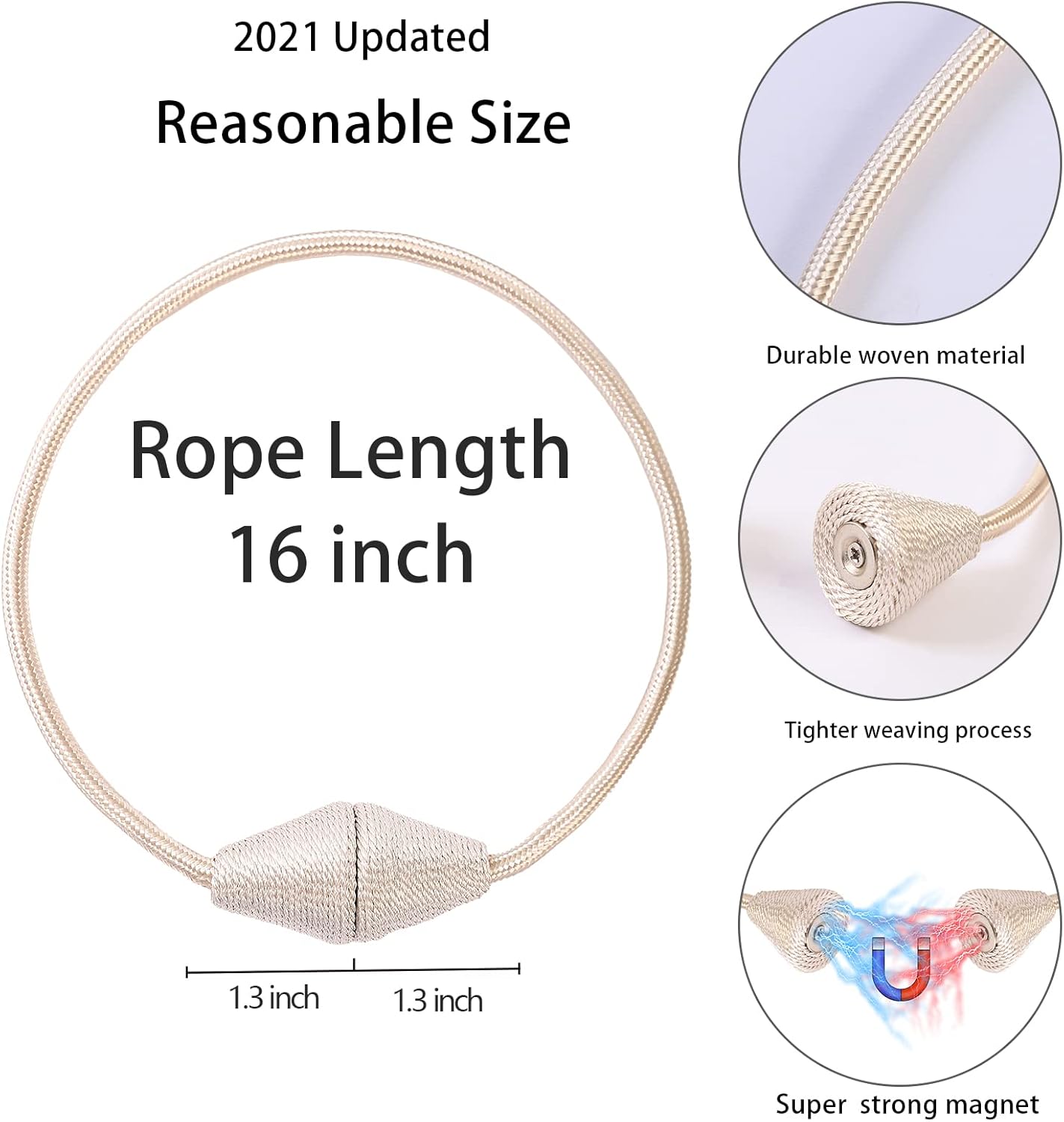 2 PCS Magnetic Curtain Tiebacks, European Style Convenient Drape Tie Backs Holdbacks for Thin or